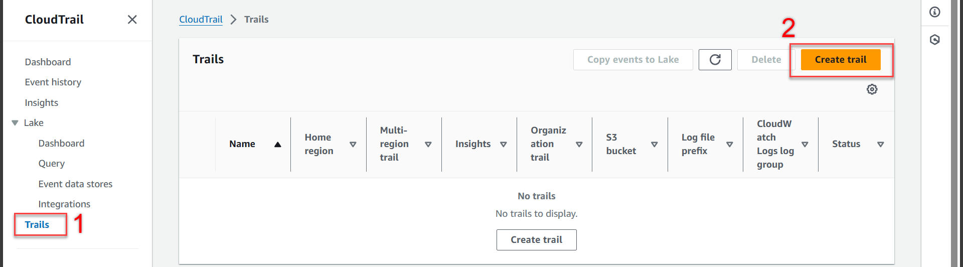 create cloudtrail