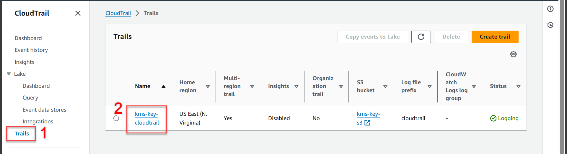 delete cloudtrail