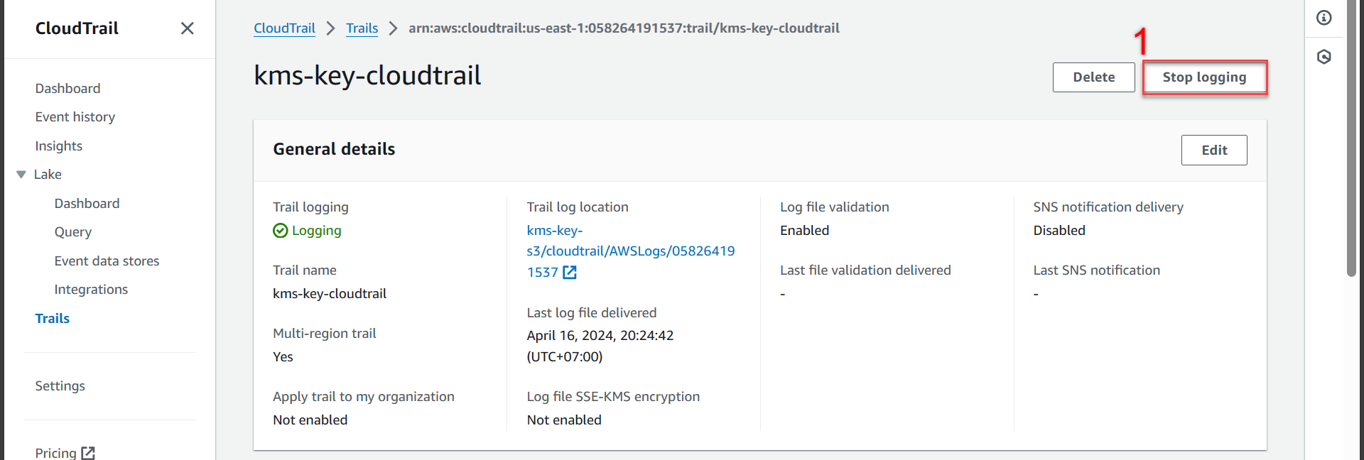 delete cloudtrail