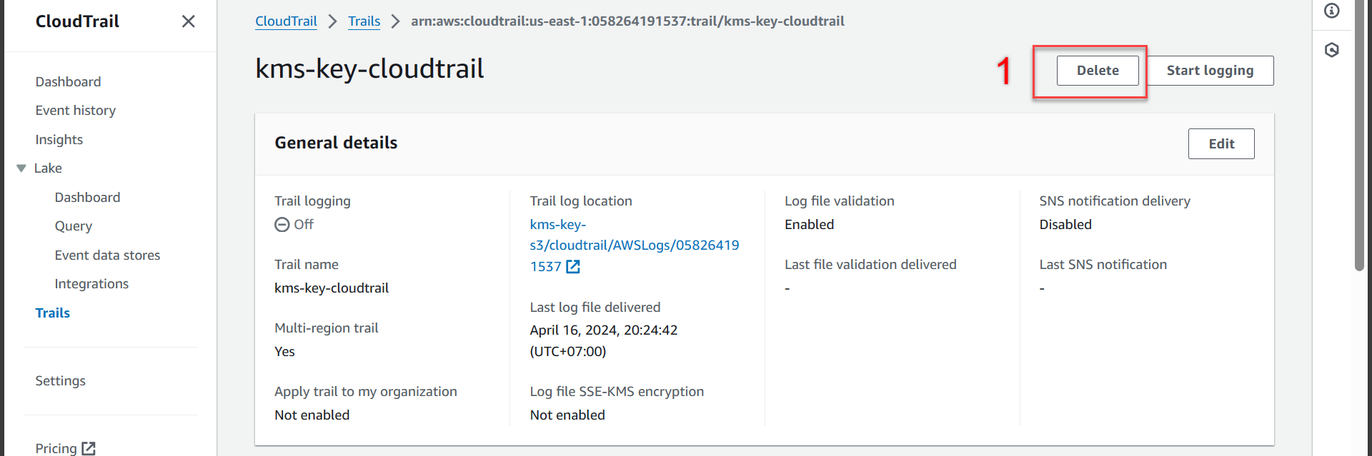 delete cloudtrail